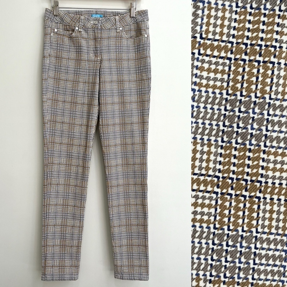 J McLaughlin Lexi Jeans Aspen Glenn Plaid Mid Rise Slim Leg Stretch Denim Knit 4